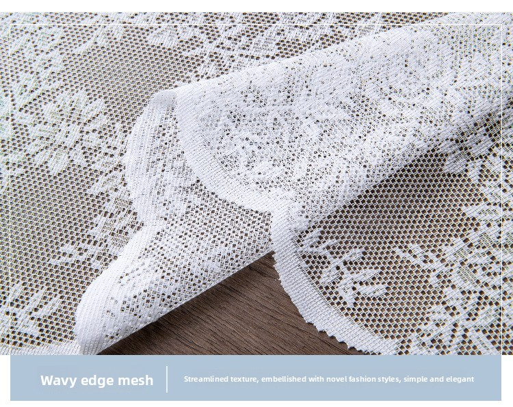 Wave Lace Tablecloth – Polyester Round Table Cover For Farmhouse & Nordic Decor, Anti-Slip, Multiple Sizes Cream White Unhemmed Design_voghion.com