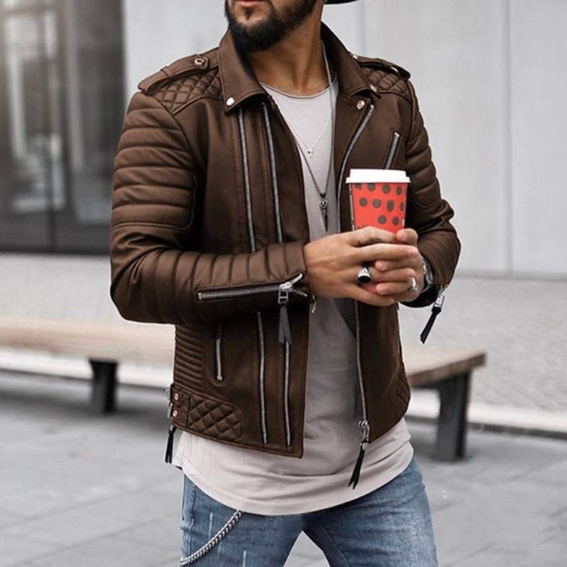 Winterjacke aus Kunstleder für Herren mit Reißverschlusskragen, stylischer Bombermantel für die Freizeit, leicht und warm, S-XXXXXL_voghion.com