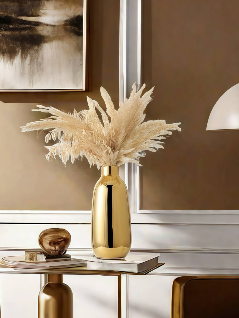 A Golden Light Luxury Ceramic Flower Arrangement Vase Is Suitable For The Living Room, Study, Desk, Ornament Vase_voghion.com