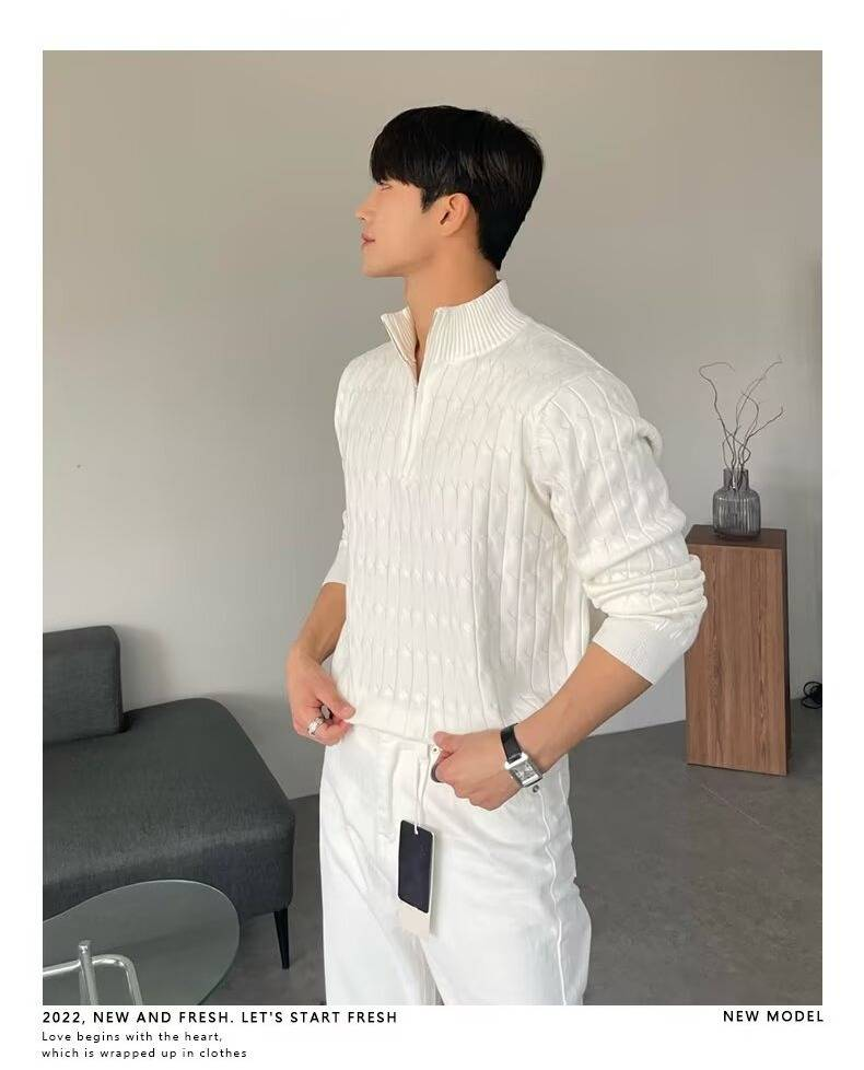 Unisex Vintage Knit Sweater - Oversized Zip-Up Pullover With Cozy Soft Fabric, Retro Casual Style For Fall & Winter_voghion.com