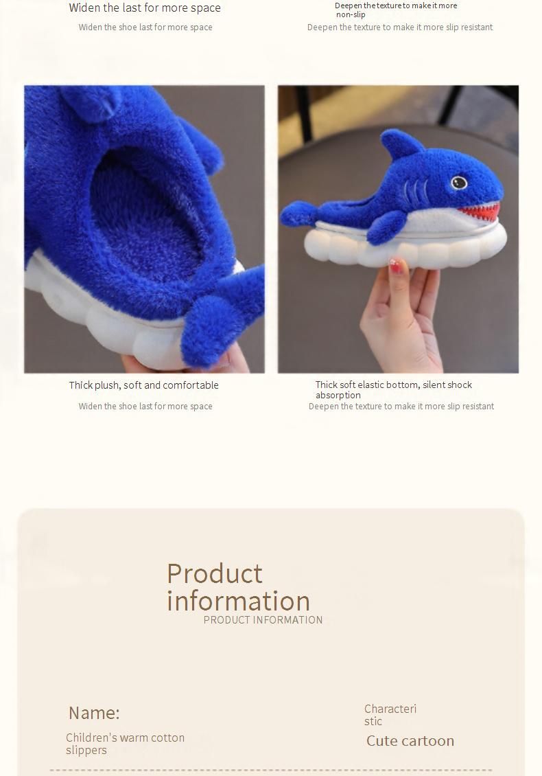 Pantofole invernali per bambini - Calde pantofole in peluche con design a forma di squalo per bambini e bambine, suola antiscivolo, calda fodera in pile, vari colori e taglie (24-41)_voghion.com