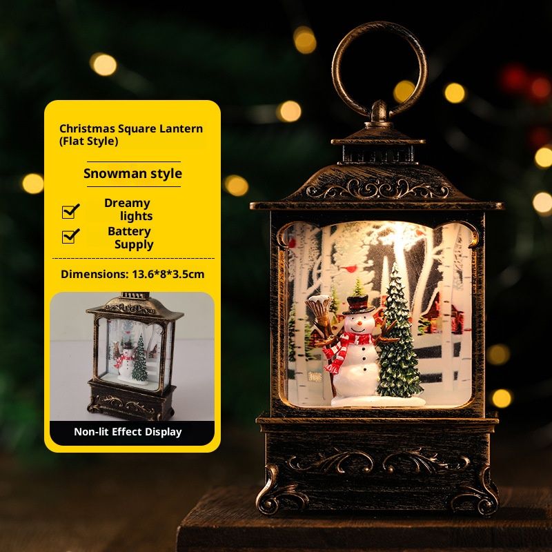 Christmas LED Water-Filled Lantern Decor - Santa, Reindeer, Angel & Kids Figurines - Vintage Bronze Tabletop Decoration For Holiday Tree_voghion.com