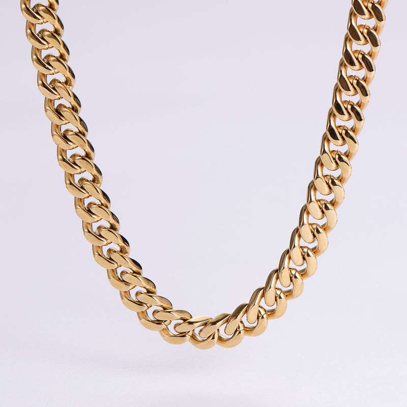 Men's Jewelry Hip Hop Jewelry Stainless Steel Polished Four Sided Grinding Necklace Cuban Chain Necklace_voghion.com