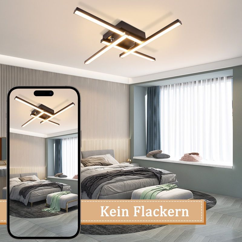 Glitzerlife LED Deckenlampe Deckenleuchte Weiß - Wohnzimmerlampe 24W Modern Design Schlafzimmerlampe 3000K Warmweiß Nicht Überlappend Design Deckenbeleuchtung_voghion.com