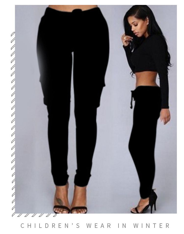 Damenbekleidung Bleistifthose Multi Pocket Kordelzug Damen Freizeithose mit Gürtel_voghion.com