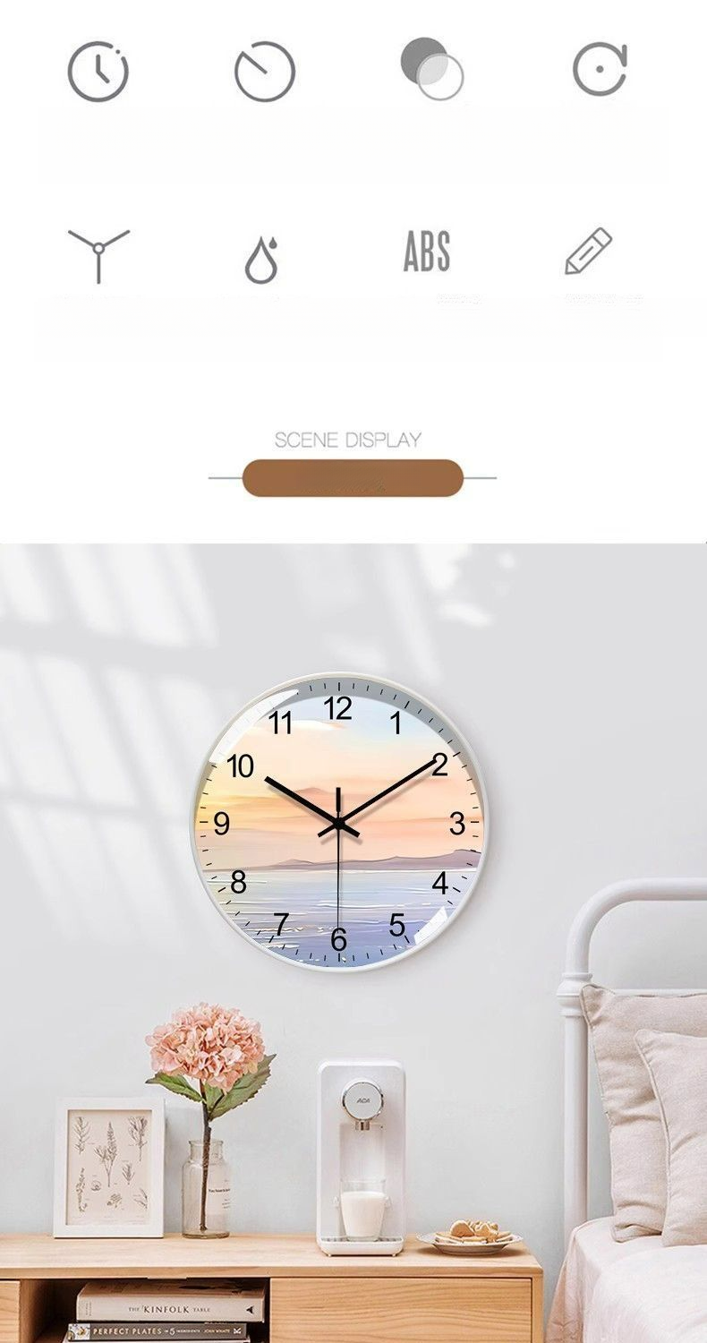 Light Luxury Radio-Controlled Wall Living Room Modern Minimalist Home Fashion 2025 Round Clock Wall-Mounted Landscape_voghion.com