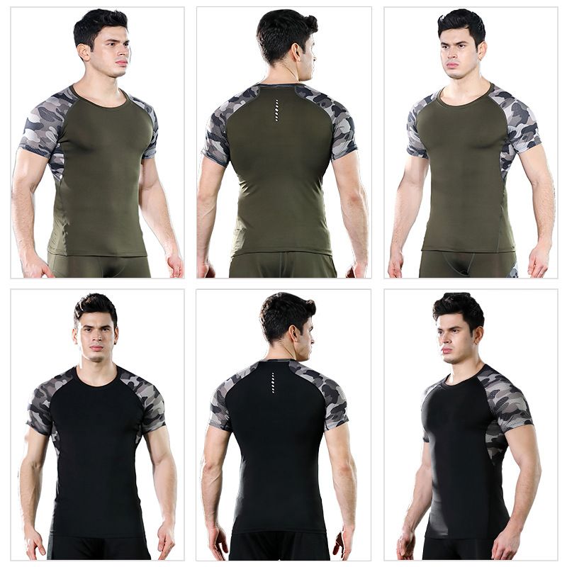 Sigutu Sports Speed Dry T-krekls Vīriešu Summer Stretch PRO Tight Running Training Īsām piedurknēm Fitnesa Apģērbi_voghion.com