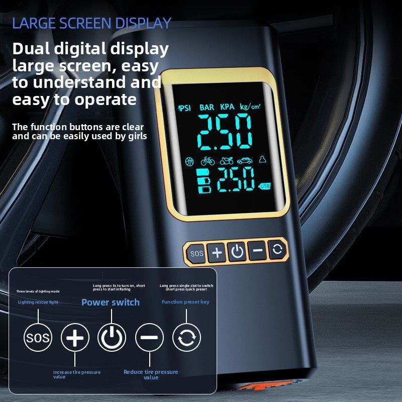Autobatterie mit Dianbao-Reifenluftpumpe, 12 V, Notstart-Stromversorgung, Autoluftpumpe, multifunktionales Fahrzeug_voghion.com