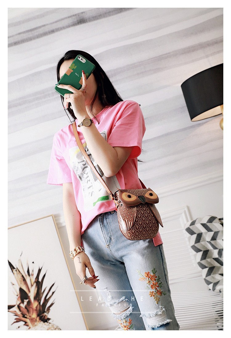 2023 Herfst/Winter Nieuwe Mode Kattentas Cartoon Uil Tas Eén Schouder Crossbody Tas Bedrukte Kleine Tas_voghion.com