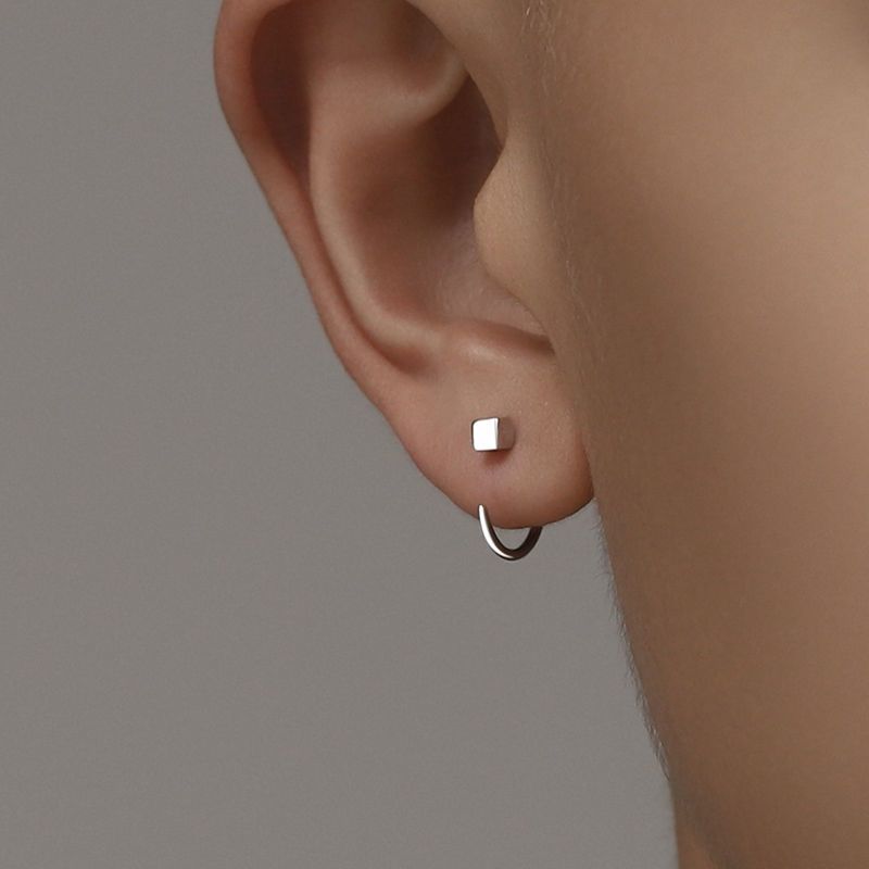 Orecchini singoli di alta qualità, semplici ed eleganti, in argento sterling, antiallergici, per uomo e donna, adatti per piercing all'orecchio._voghion.com