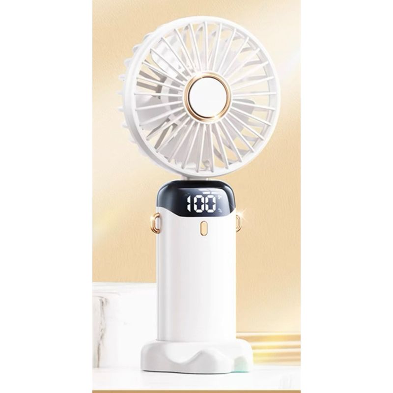 N15 Handheld USB Mini Portable Foldable Rechargeable Neck Hanging Digital Display Desktop Small Electric Fan_voghion.com