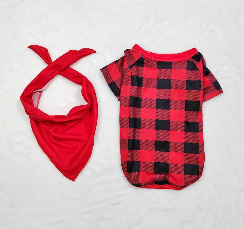 Vánoční kostkované plavé rodinné šaty s potiskem, pyžamo pro domácí použití_voghion.com