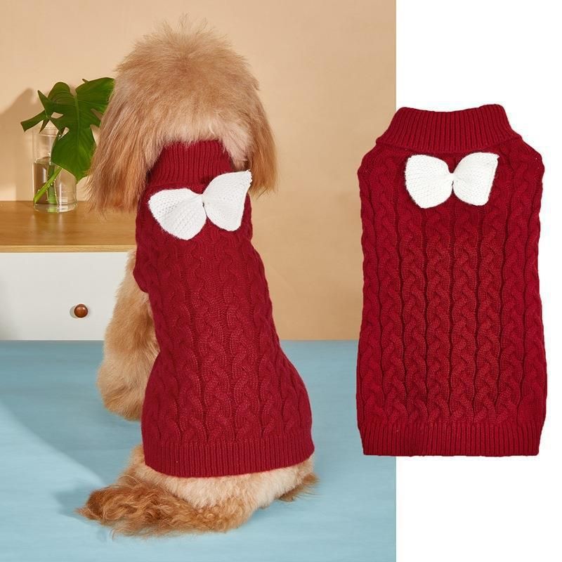 Herbst Winter Hund Neue Design Umlegekragen, Gestrickte Dreidimensionale Volltonfarbe Voll Twist Zopfmuster Pullover Mit_voghion.com