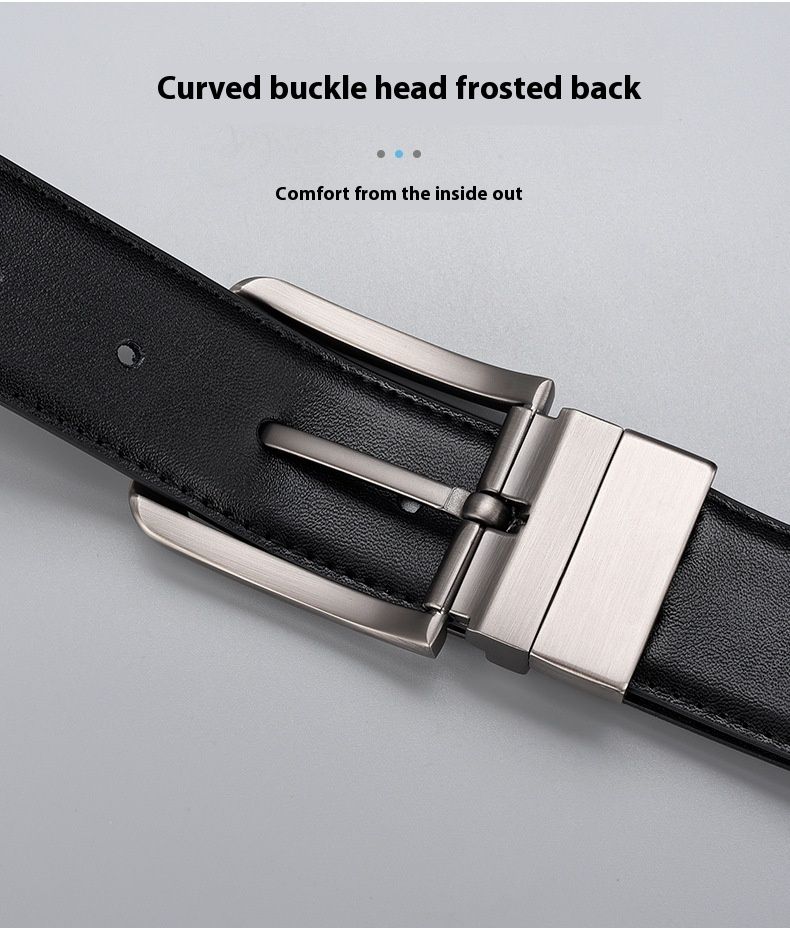 New Men's Genuine Leather Business Rotating Alloy Needle Buckle Belt Cross Border Foreign Trade New Two Layer Cowhide Versatile Leisure Belt_voghion.com