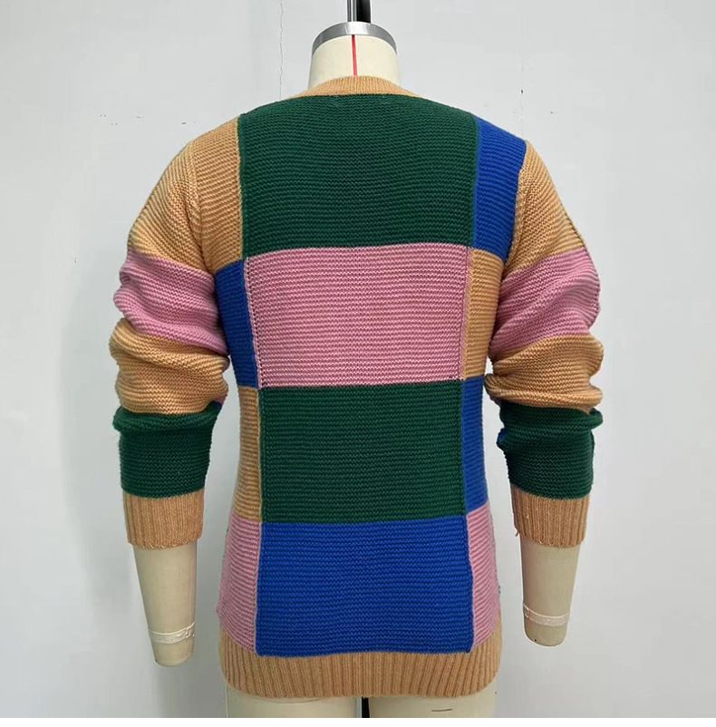 Popular Fashion Cardigan Sweater Autumn Winter Multi-color Jacquard Trendy Men's Knitted Jacket_voghion.com