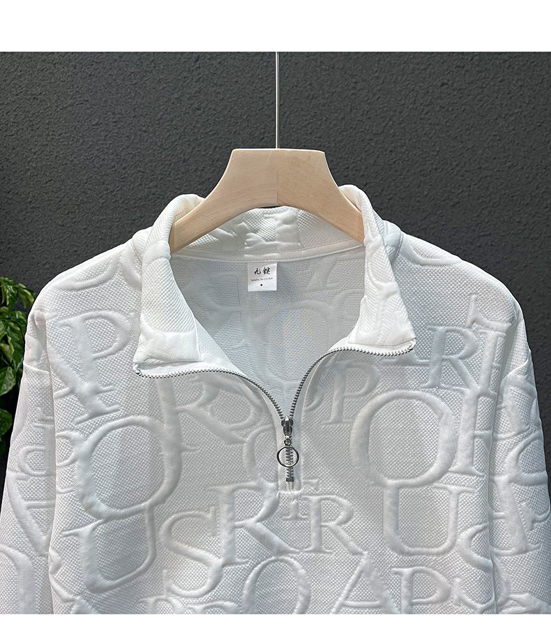 Teenage og fyre Modemærke jakke til mænd afslappet alle match ensfarvet halv lynlås høj krave sweater til mænd cool efterårstøj_voghion.com