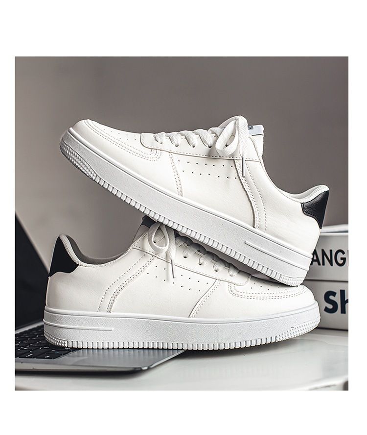 Scarpe da ginnastica casual da uomo, traspiranti, con punta tonda, bianche, basse, con lacci, per studenti estivi, scarpe sportive bianche pure_voghion.com