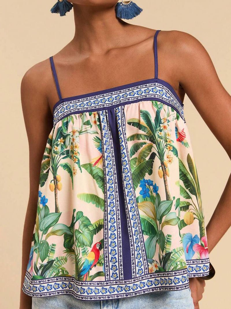 Damenbekleidung Bedruckte Frühlings- und Sommerurlaubsweste Persönlichkeit Lässige, lockere Oberteile_voghion.com