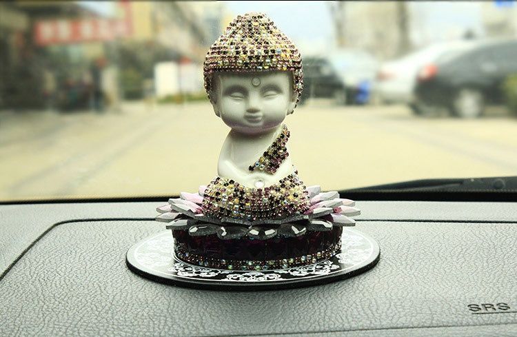 Xiaodeng Xiaodeng Blau-Weiße Porzellan Lotus Runde Keramik Buddha Parfümornament Auto Anti-Rutsch-Matte_voghion.com