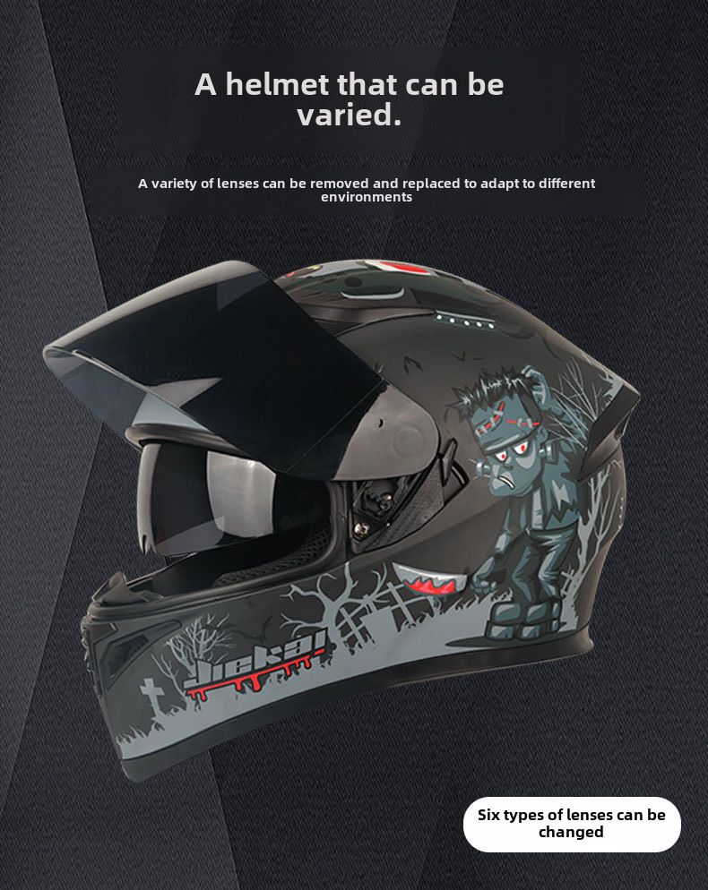 Doppellinsen-Motorradhelm Herren-Trailrunning-Helm Elektrischer Damen-Winter-Vollschutzhut-Integralhelm_voghion.com