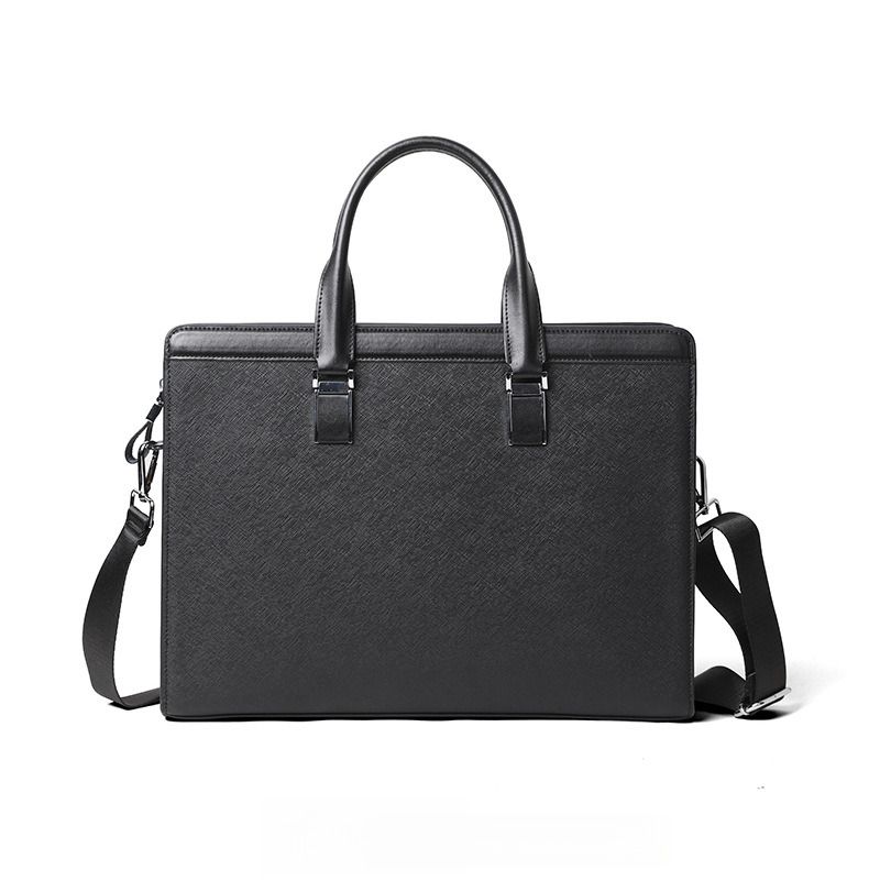 Borsa a mano da uomo, valigetta da lavoro nera, borsa a tracolla orizzontale in pelle, borsa portadocumenti a tracolla di fascia alta. Ti auguro una vita felice_voghion.com