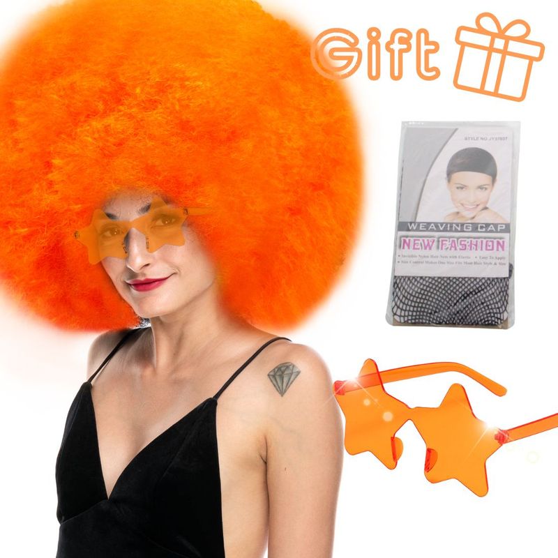 Parrucca sintetica resistente al calore colorata e soffice Afro Kinky Anxin con occhiali a forma di stella per uso da festa_voghion.com