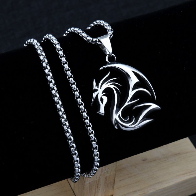 Necklace Men's Jewelry Fashion Exquisite Titanium Personalized Flying Dragon Pendant_voghion.com