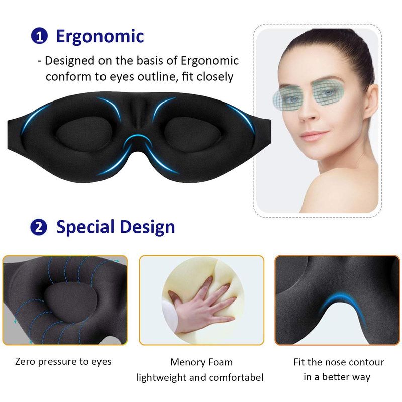 Maschera per gli occhi per dormire, maschera per dormire concava sagomata 3D, maschera per dormire notturna, blocca la luce, per donne e uomini_voghion.com