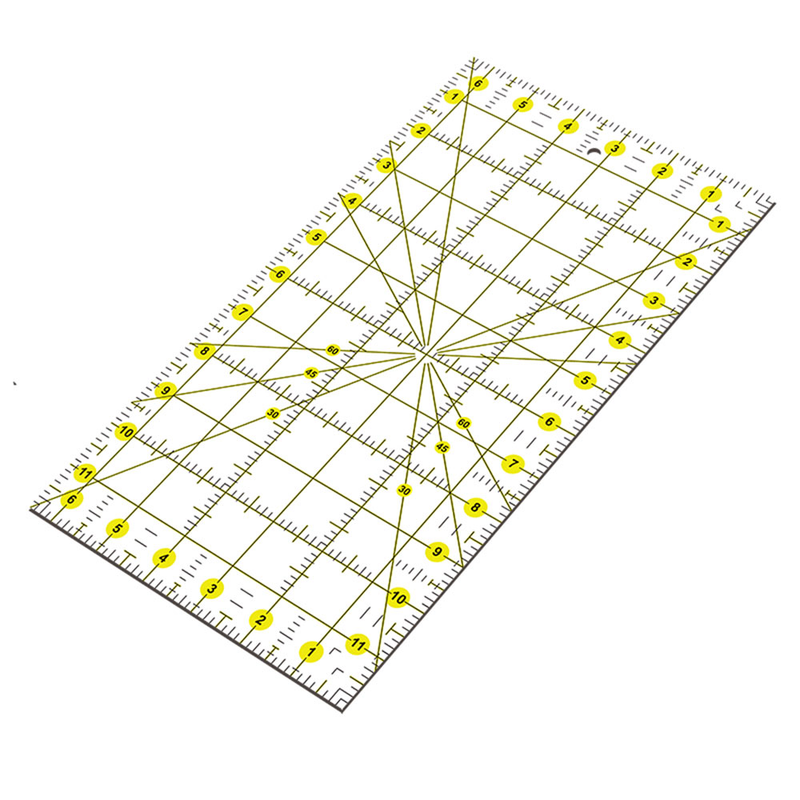 Cutting ruler rectangular ruler sewing and patchwork ruler acrylic two-color hollow ruler_voghion.com
