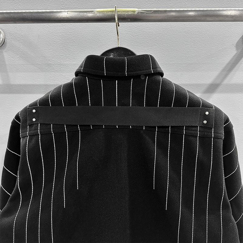 Men's Clothing Dark Show Laser Embroidery Shirt style Button Jacket Woolen Autumn and Winter Coat_voghion.com