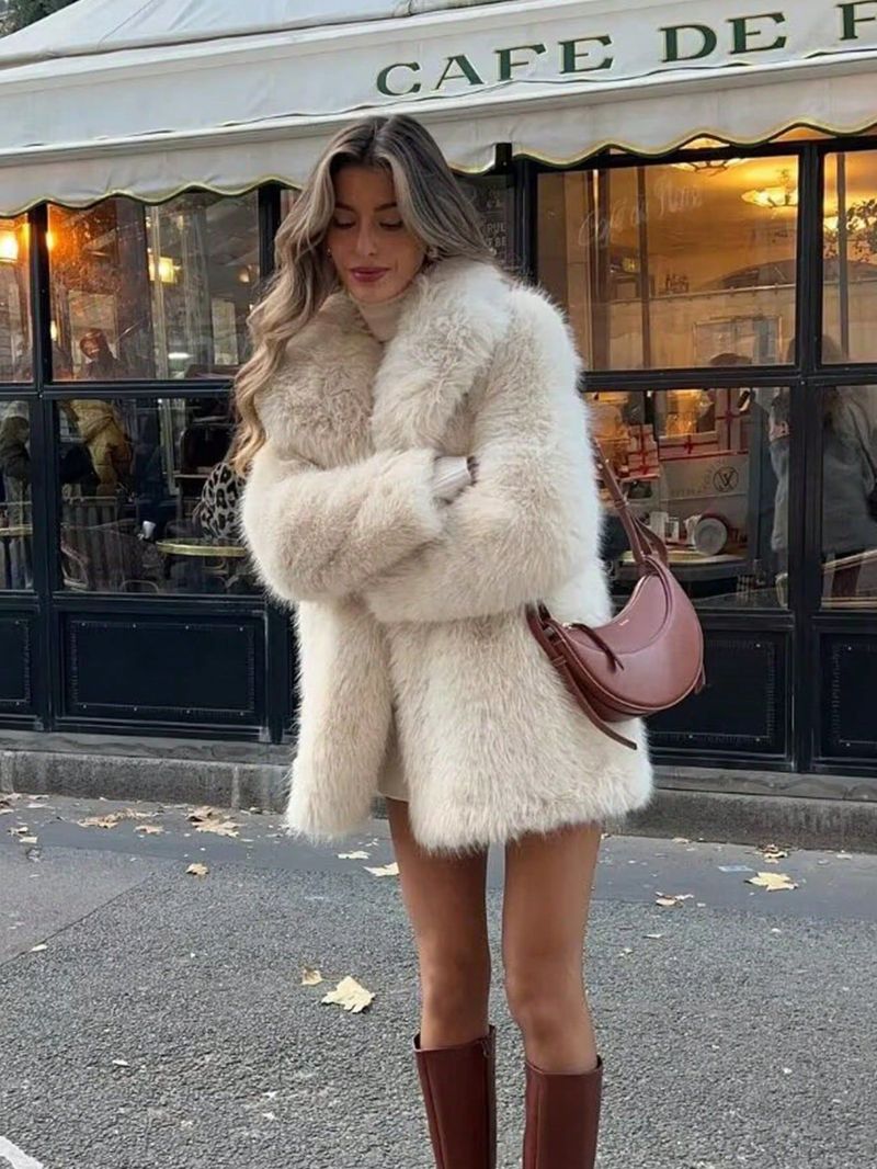 Damen-Wintermantel mit Sherpa-Futter und Kunstpelzkragen, lange Pufferjacke, warme, dicke Oberbekleidung für kaltes Wetter (erhältlich in 5 Farben – S/M/L)_voghion.com