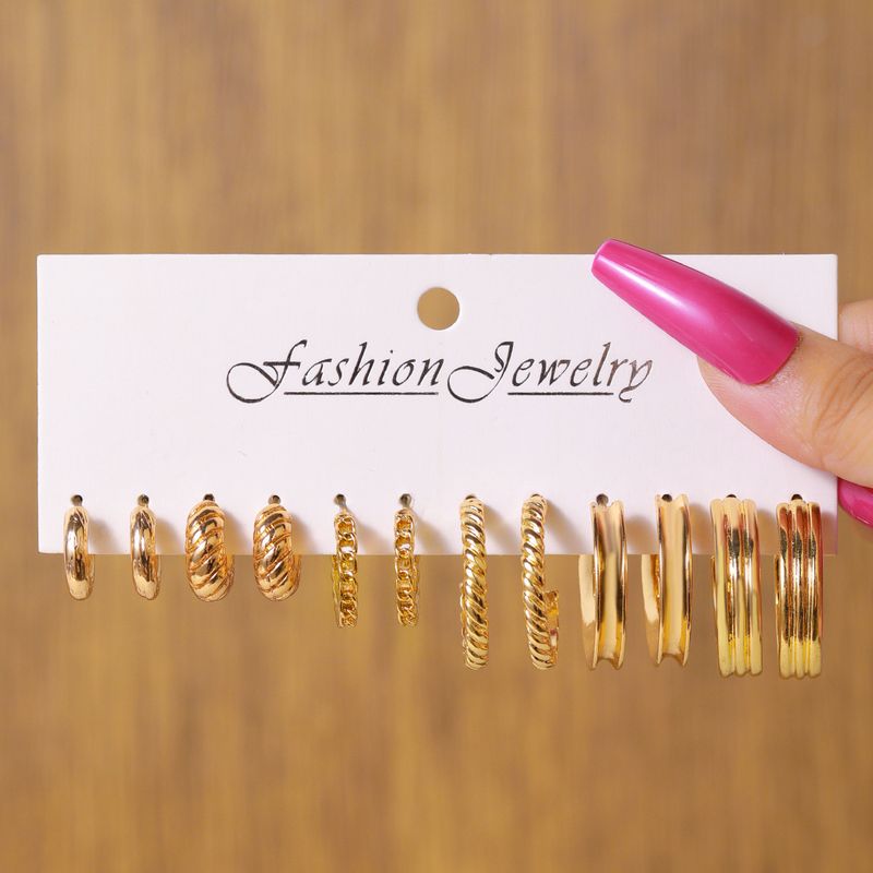 6-piece Set Of C-shaped Earrings For Women, Vintage Acrylic Ear Rings And Studs, Simple Earring Set_voghion.com