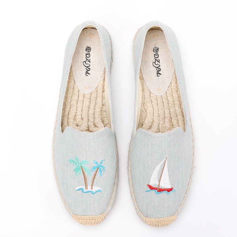 Scarpe da pescatore sportive multifunzionali piatte alla moda con ricamo classico_voghion.com