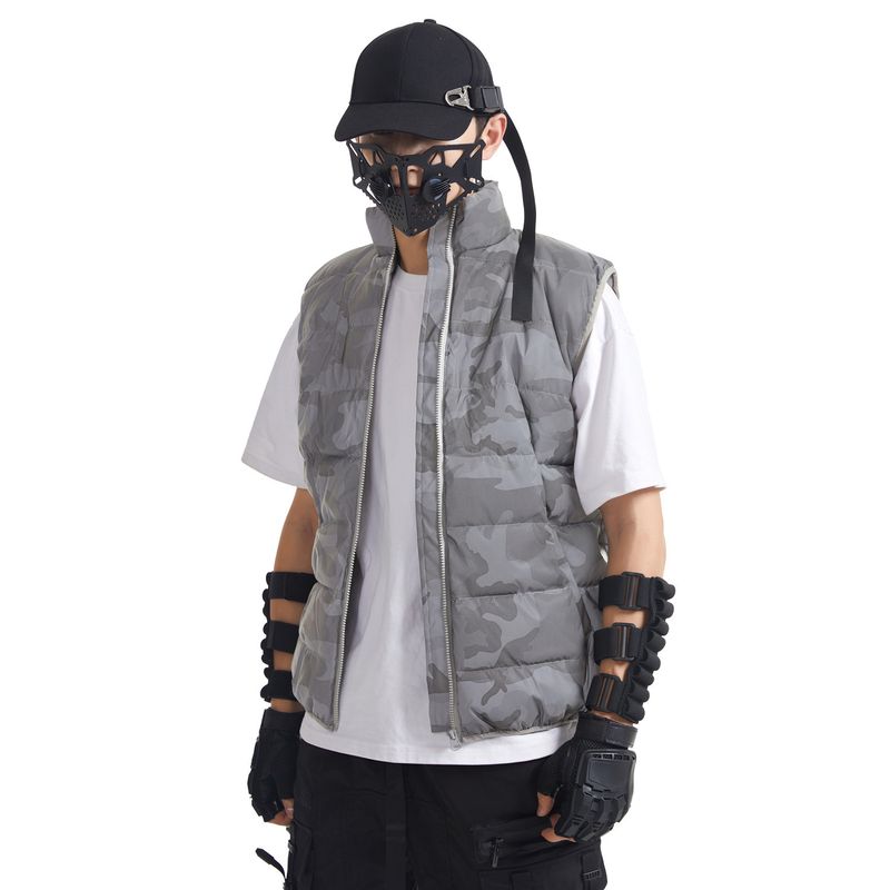 Roupas masculinas camuflagem ao ar livre colete refletivo casaco de algodão_voghion.com