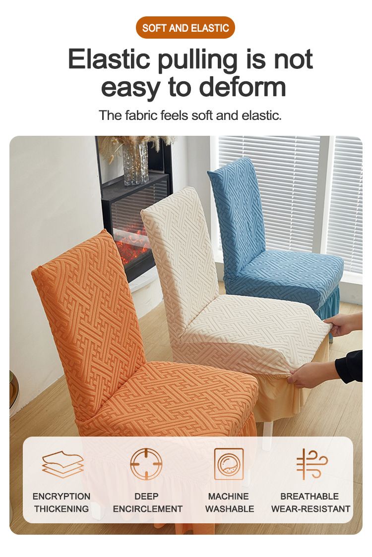 Elastic Skirted Chair Covers – Universal Fit Slipcovers For Dining Chairs, Office Chairs & Home Use (Dustproof, 6 Modern Colors, Easy To Install)_voghion.com