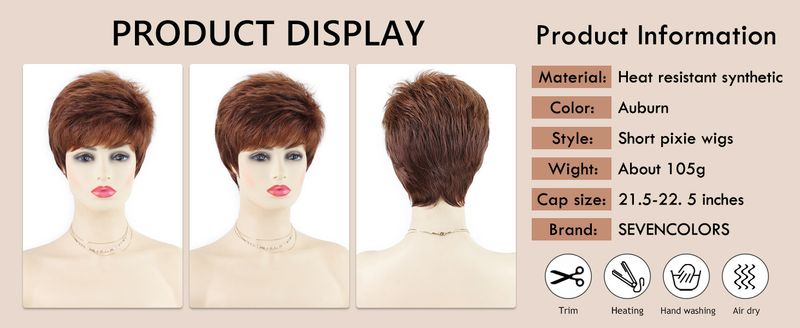 Perruques synthétiques à clips pour femmes, cheveux courts tendance avec frange latérale, perruques complètes_voghion.com