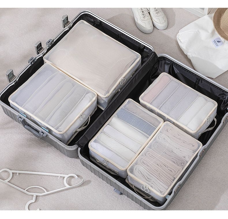 Organizer portaoggetti in rete e twill in stile giapponese – Borsa pieghevole multiscomparto per vestiti, scarpe e cosmetici (6 misure e set da 3 pezzi)_voghion.com