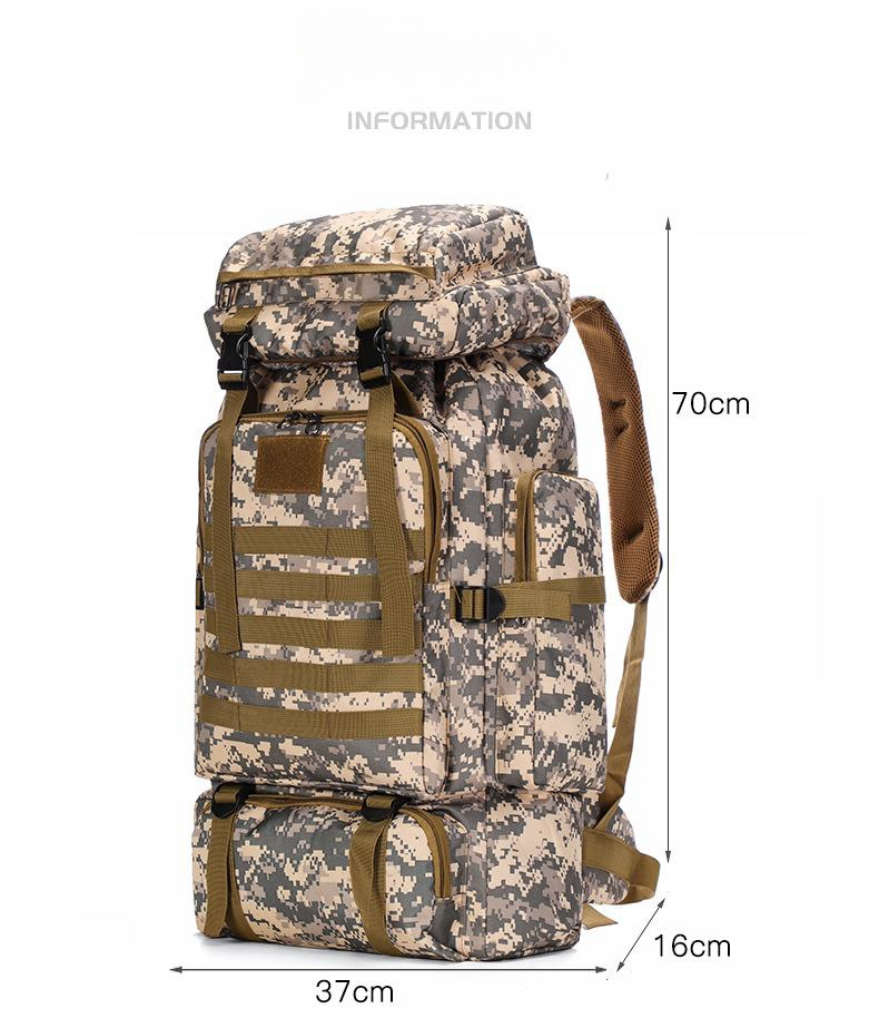 Bolsa de caminhada camuflada à prova d'água de grande capacidade 80L Mochila tática casual Mochila para caminhada ao ar livre_voghion.com