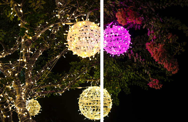 Luce LED Tengqiu impermeabile Luce rotonda a sfera Paesaggio Albero Appeso Luce colorata per esterni Protezione solare Illuminazione ingegneristica Luce decorativa natalizia_voghion.com
