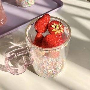 Tazza di vetro a doppio strato con sabbia fluente e cuore per ragazze_voghion.com