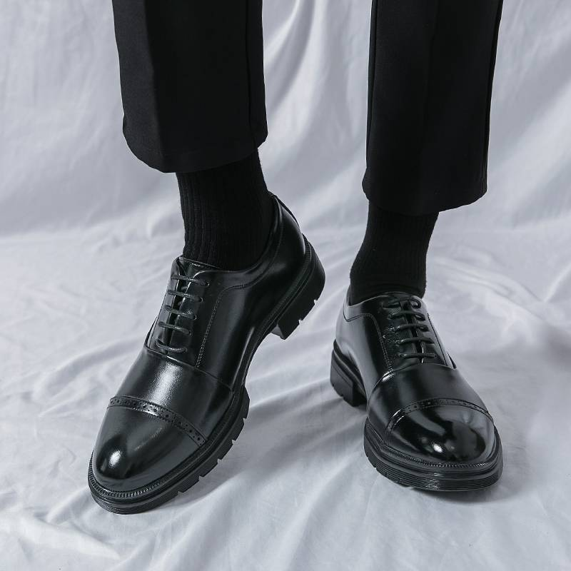 Men's Fashion Brown Derby Shoes Genuine Leather British Black Business Suit Men's Shoes Lace-up Oxford Shoes Banquet Dress Wedding Shoes Plus Size 46_voghion.com