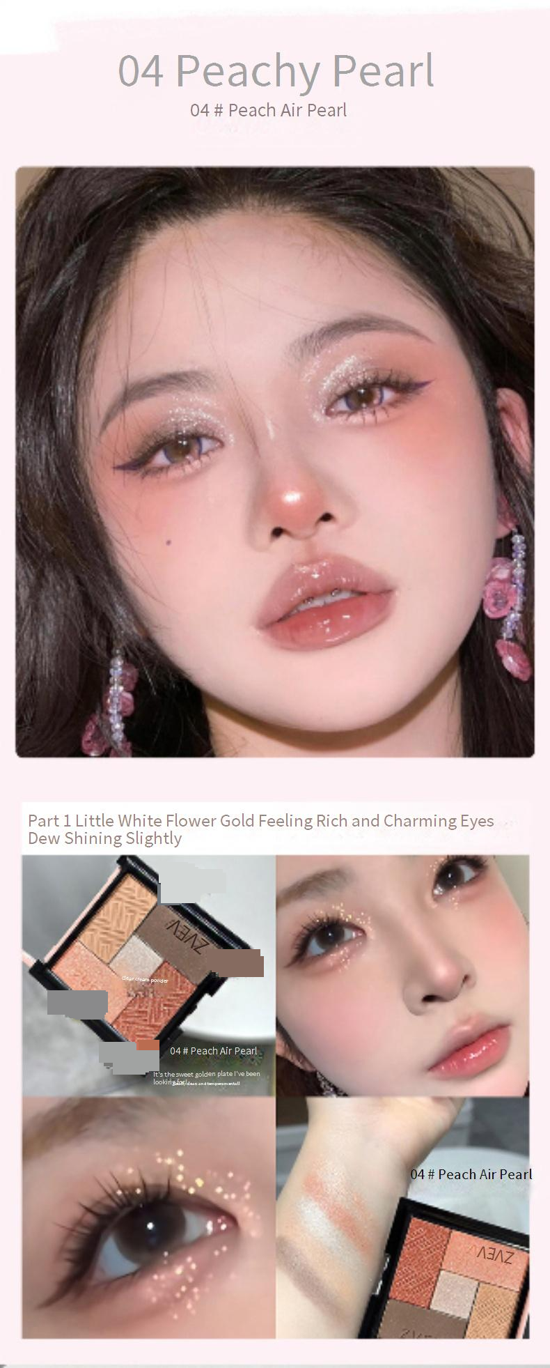Lidschatten ZVEV Fünffarbige Lidschattenpalette, Integrierte Palette Mit Kontrastfarben In Rosa Und Schwarz, Süßes Und Cooles Smoky Cut Off Augen-Makeup_voghion.com