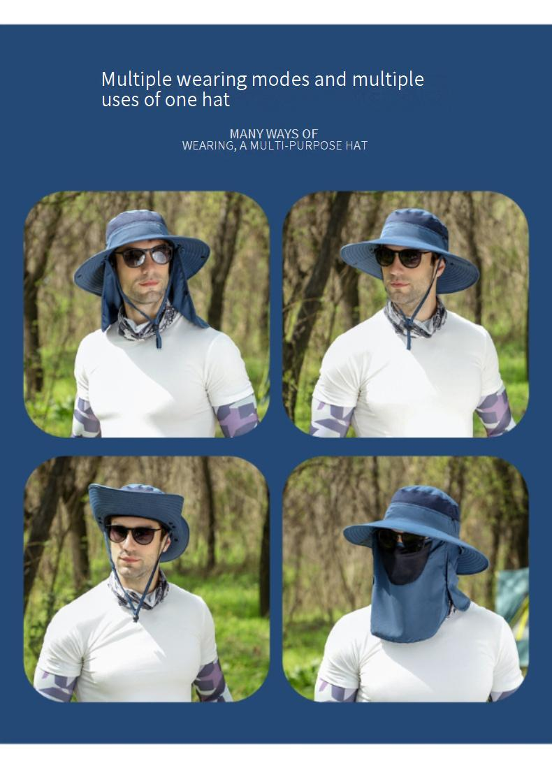 Cappello da sole a copertura totale per uomo - Protezione UPF50+ per viso e collo con zanzariera (antipolvere e traspirante, ideale per pesca/attività all'aperto)_voghion.com