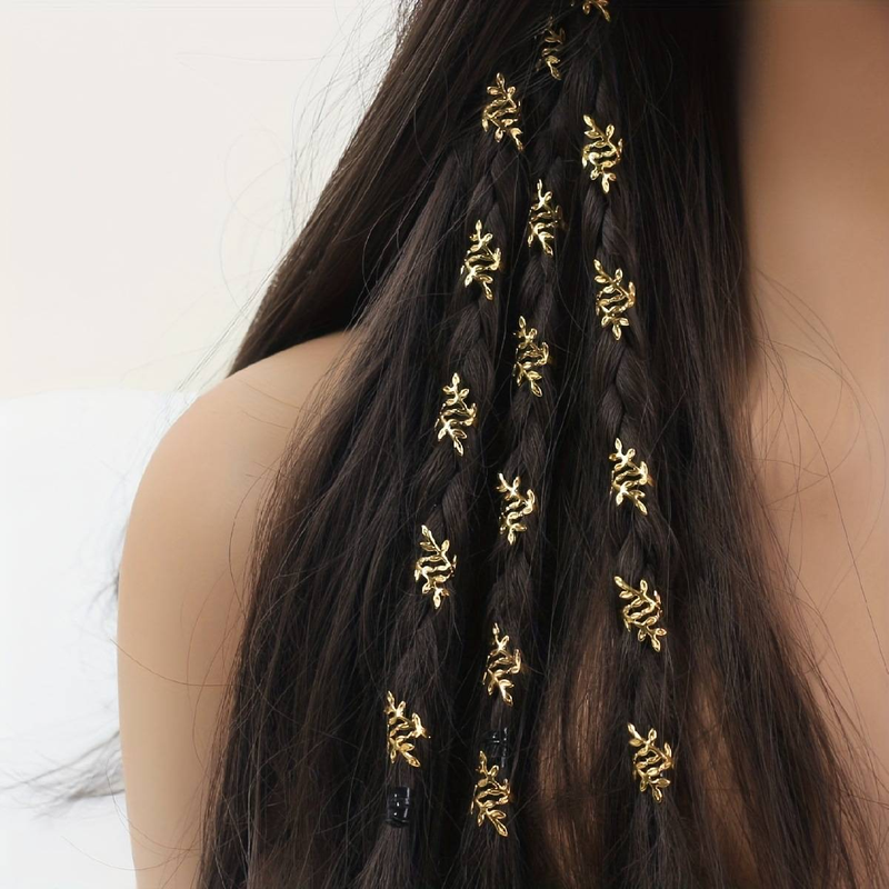 40 pezzi di accessori fai da te per dreadlock per parrucche, i più venduti in Europa e in America, fermagli per capelli a forma di foglia di metallo._voghion.com