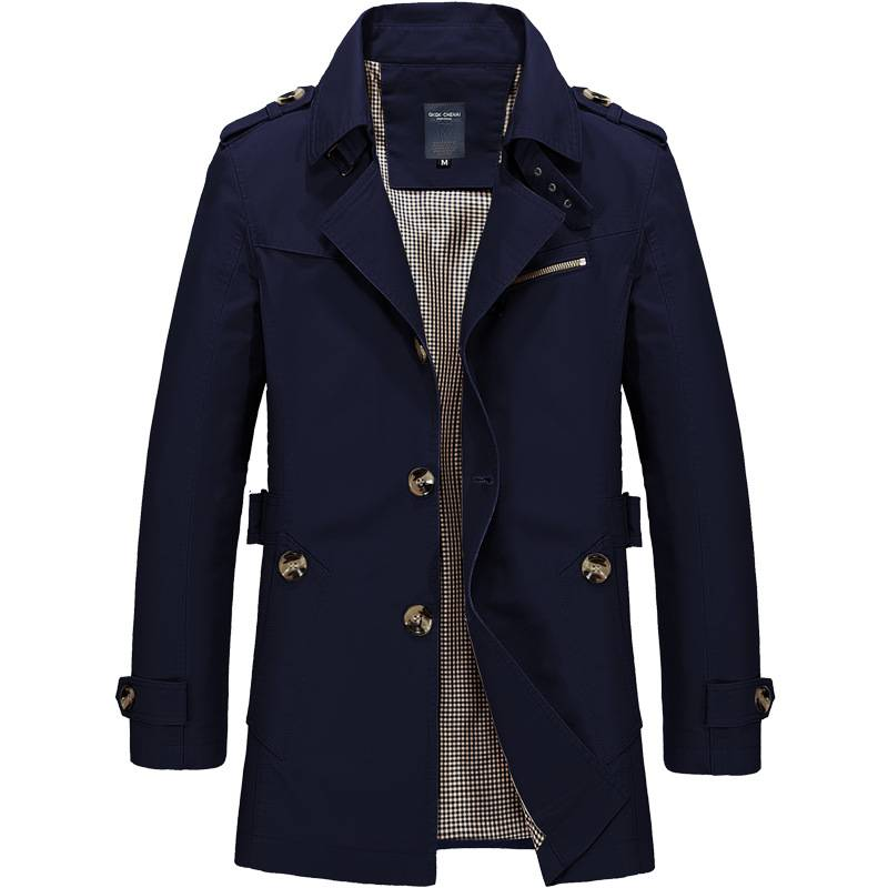 Men's Lightweight Cotton Jacket - Stylish Casual Windbreaker With Wrinkle-Resistant Design For All Seasons (Black, Khaki, Navy, Army Green)"_voghion.com