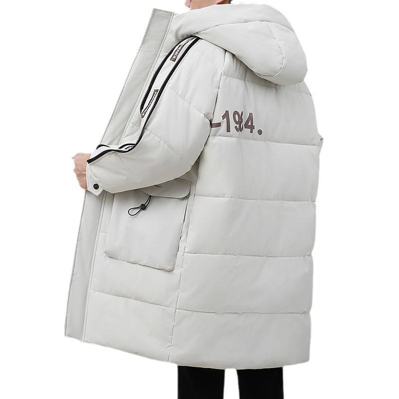 Langer Wintermantel mit Kapuze – Slim-Fit-Parka mit Fleecefutter und Gürtel, Cord aus Wollmischung (M-4XL, Schwarz/Khaki)_voghion.com