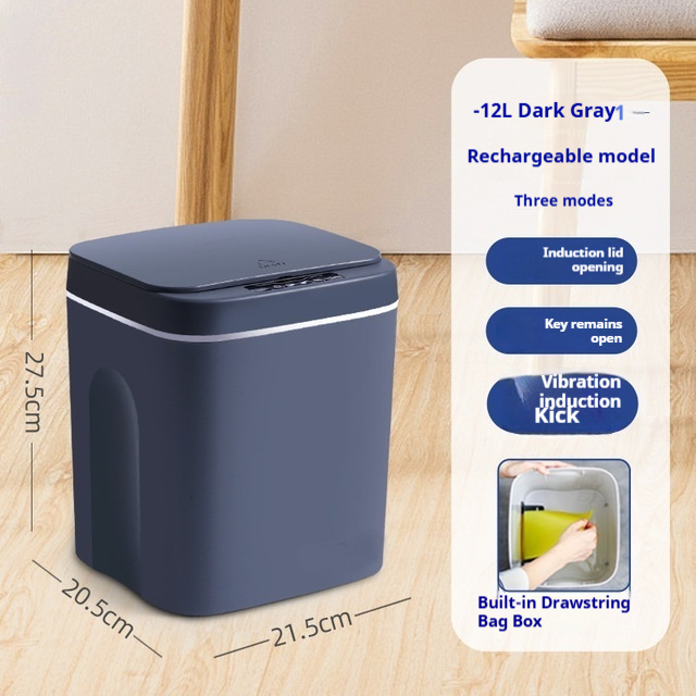Intelligenter Mülleimer mit Bewegungssensor und Deckel – automatische Öffnung, auslaufsicher, berührungslose Bedienung für Küche und Bad (12 l/15 l/18 l, Batterie/wiederaufladbar/Solar)_voghion.com