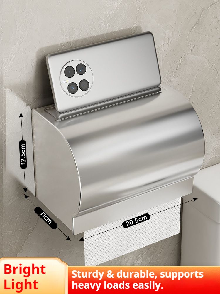 Modern Wall-Mounted Toilet Paper Holder – Rustproof & Waterproof, No-Drill Adhesive Mounting, Space-Saving Bathroom Organizer_voghion.com