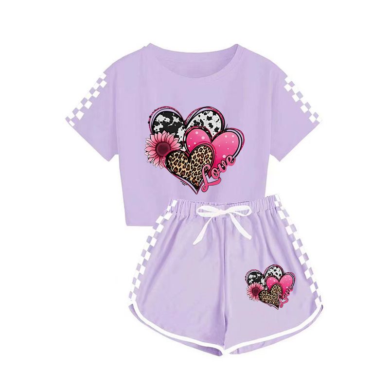 Pijama deportivo para niños y niñas, camiseta y pantalón corto, para madres e hijos, 656_voghion.com