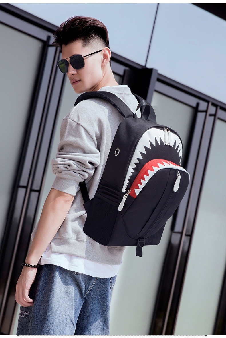 Batoh Nightglow pro muže s velkými ústy, žraločí USB funkce, studentský batoh, personalizovaný moderní styl, Guangzhou_voghion.com